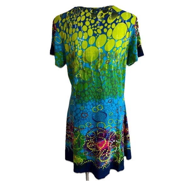Parsley & Sage Dress Womens Medium Multicolor Bubble Print Art Boho Short Sleeve - Picture 4 of 9